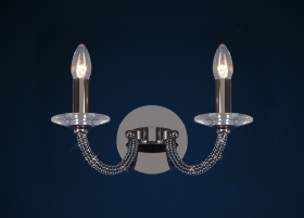 IL30472  Elena Crystal Switched Wall Lamp 2 Light Black Chrome